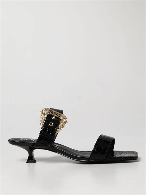 versace black mules|versace heel sandals women.